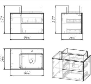 Тумба под раковину Grossman Альба 108012 80см веллингтон/бриз